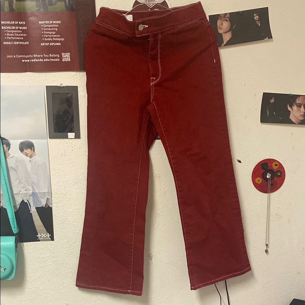 Casual Red Flared Bottoms